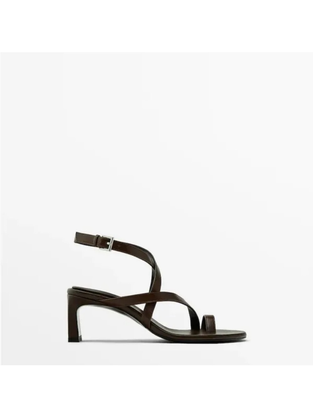 Massimo Dutti Dark Brown Strappy Leather Sandals